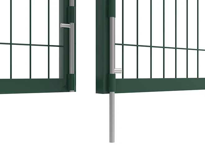 The detail of ground pin of double fence gate.
