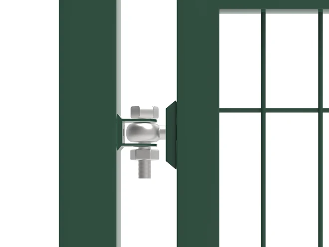The detail of hinge of double fence gate.