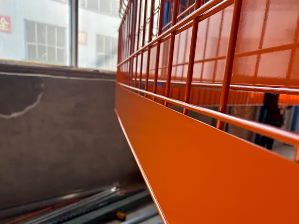 Close-up view of coated edge protection fence panel.