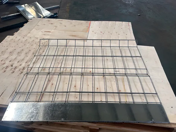 Welding edge protection fence frame at production station.