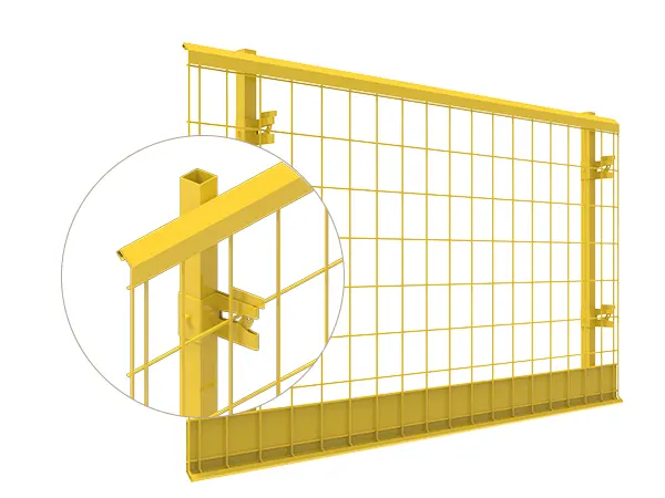 A piece of framed edge protection fence and its detail of frame.