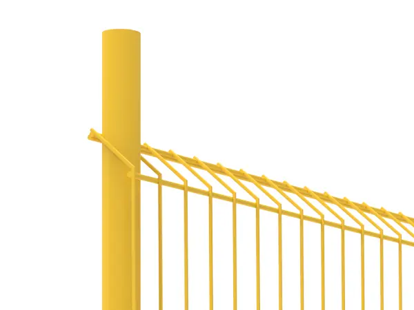 A piece of yellow edge protection fence is insert into the post.