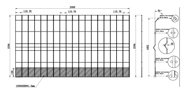 A drawing of edge protection fence