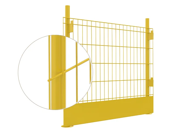 A piece of single wire edge protection fence and the detail of double wire.