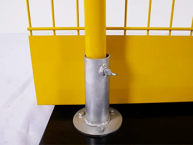 The sleeve and post of the edge protection fence.