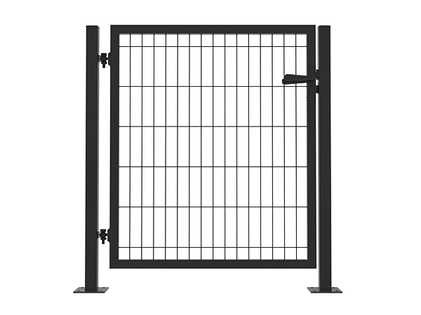 A set of single swing gate with square post and frame and welded mesh infill.