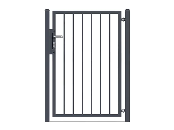 A set of single swing gate with tubular mesh infill.