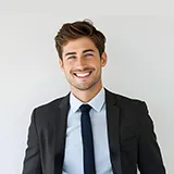 A France business man is smiling