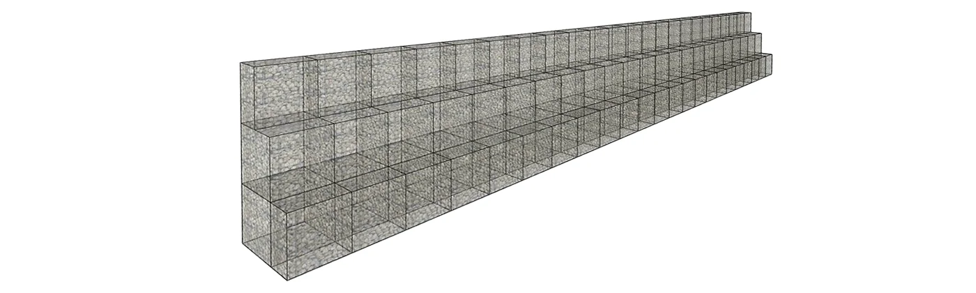 A three-layer gabion retaining wall.
