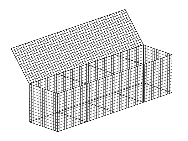 A 4-cell welded gabion retaining wall.