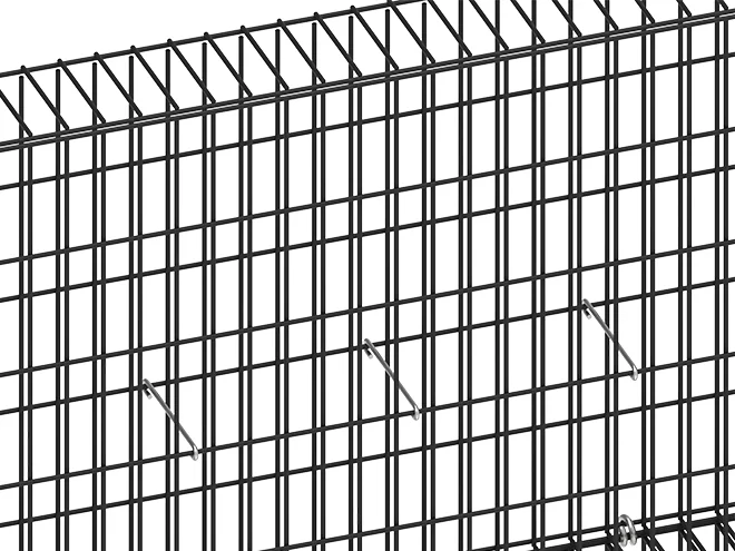 The detail of metal clip of gabion wall.