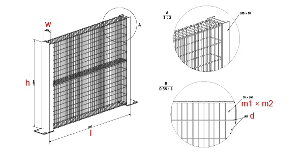 A drawing of gabion wall.
