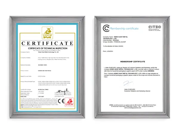 Two CE certificate.
