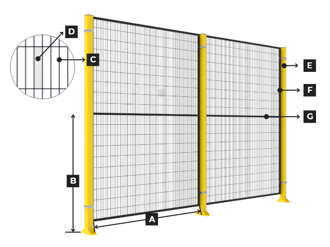 A machine guarding fence drawing.