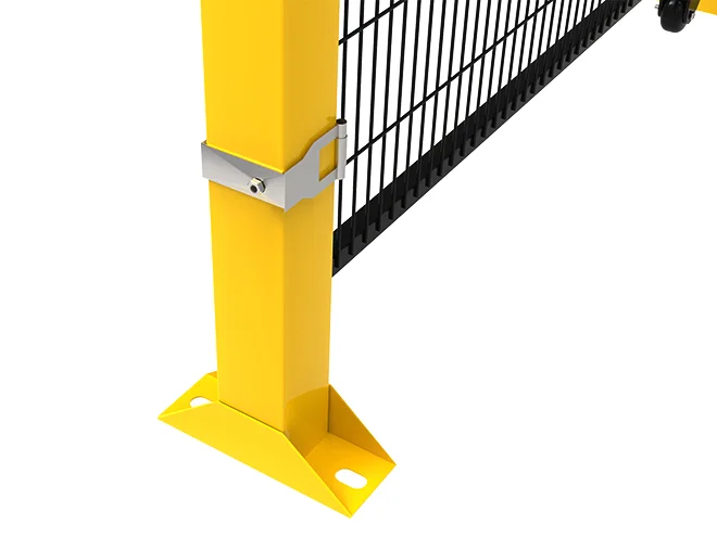 A detailed structure of base of machine guarding fence single gate.