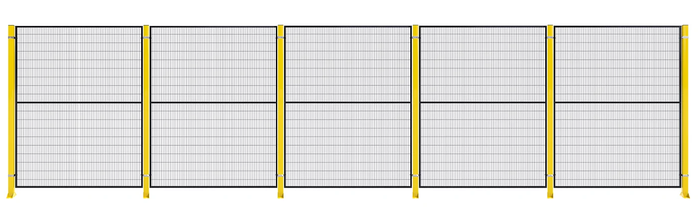 A line of machine guarding fence.