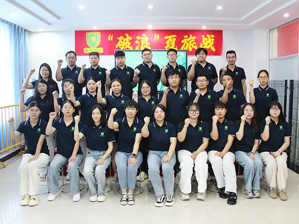 Part of the staffs taking group photos and they are confident.
