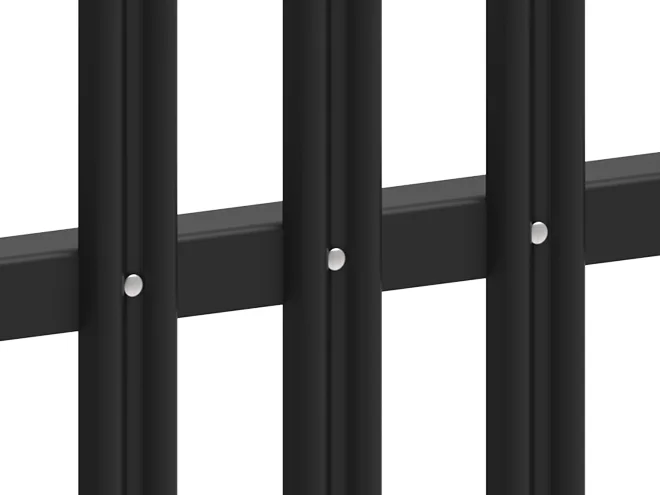 The pales and rails are connected with bolts and nuts.