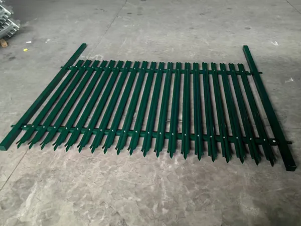 Overall display of Palisade fence panels after painting