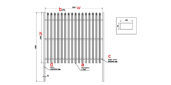 A drawing of palisade fence.