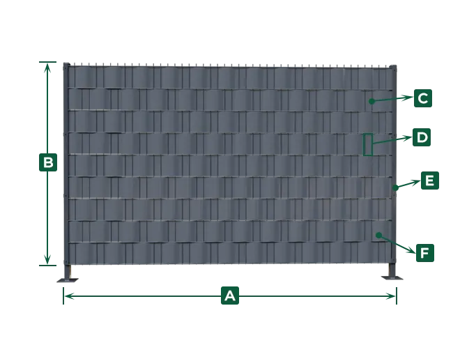 2D fences type privacy fence dimension drawing.