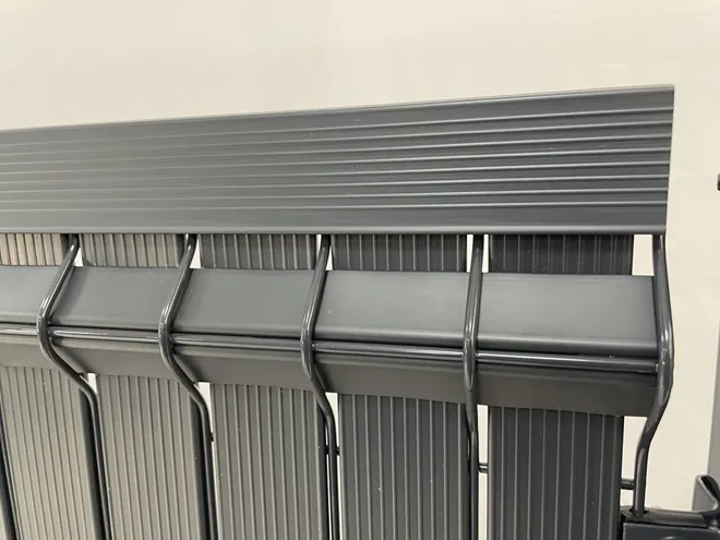 3D fences type privacy fence with mid rail.