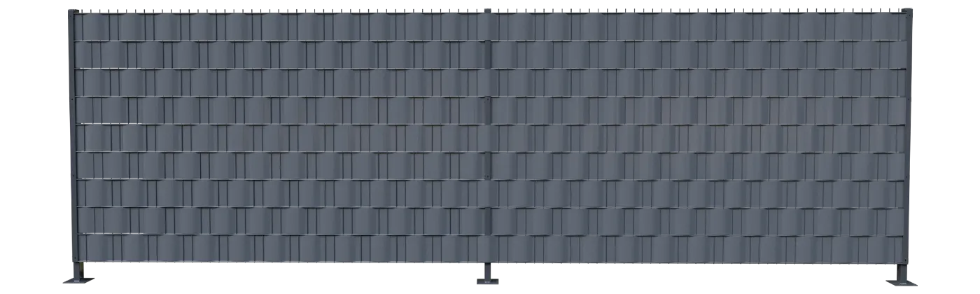 Dark gray privacy fence panel with privacy slats.