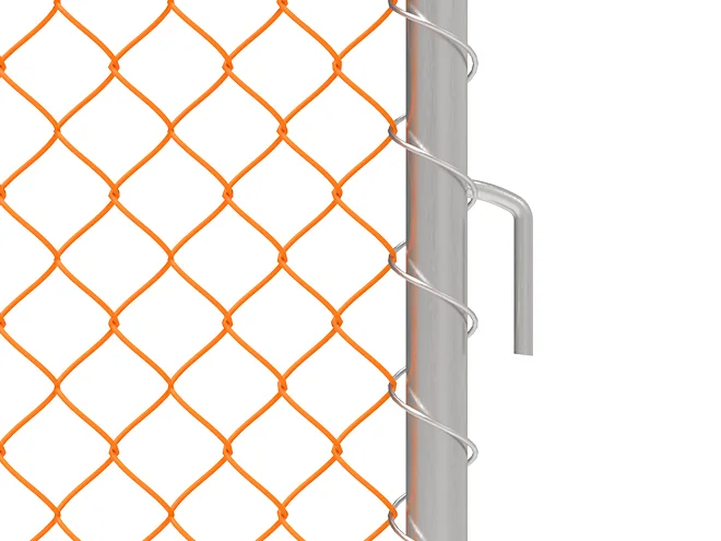 Hook of PVC New Zealand temporary fencing.