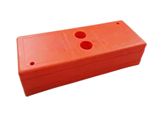 An injection molding plastic feet of Australia temp fencing on white background.