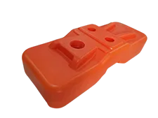 A blow molding plastic feet of Australia temp fencing on white background.