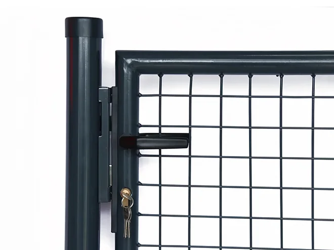 The detail of round post of single fence gate.