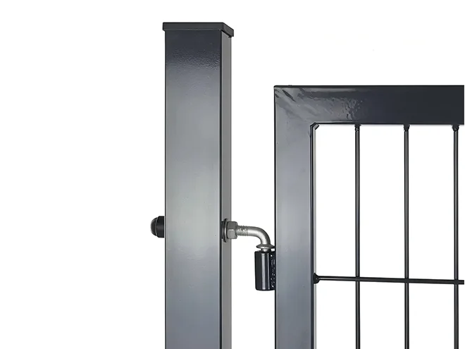 The detail of square post of single fence gate.