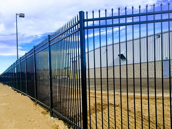 The steel tubular fences are installed as the perimeter wall of factory.