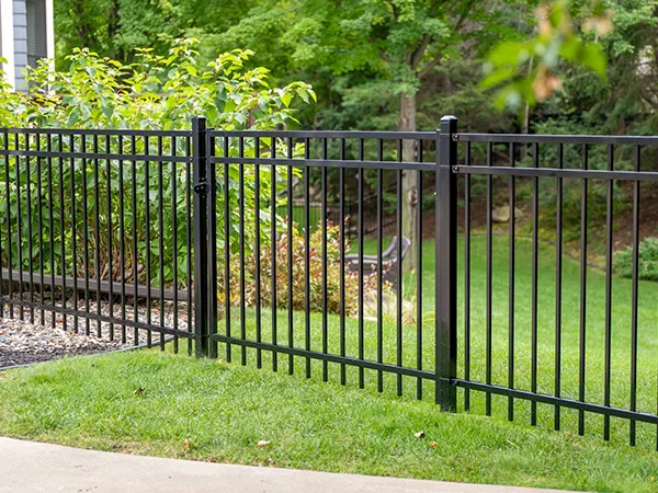 The steel tubular fences are installed in the garden