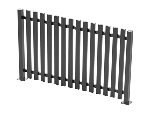 A piece of black steel tubular fence with flat blade.
