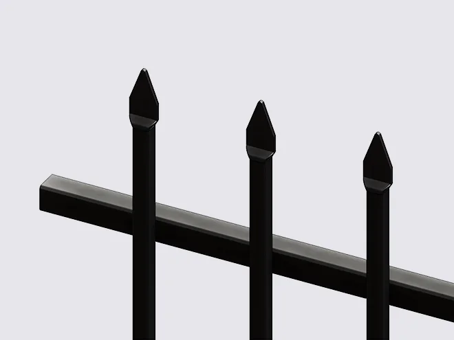 The detail rail structure of steel tubular fence.