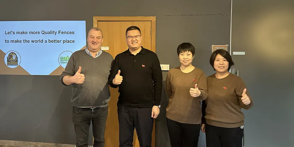 our team is chatting in customer's office.