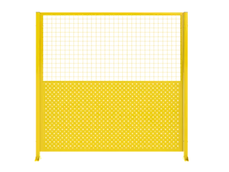 A welded & perforated workshop safety fence on white background.