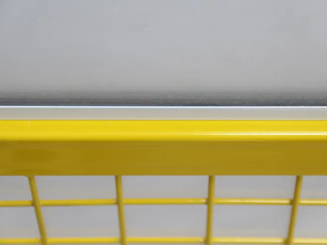 A rail detail of workshop safety fence acrylic and welded type.