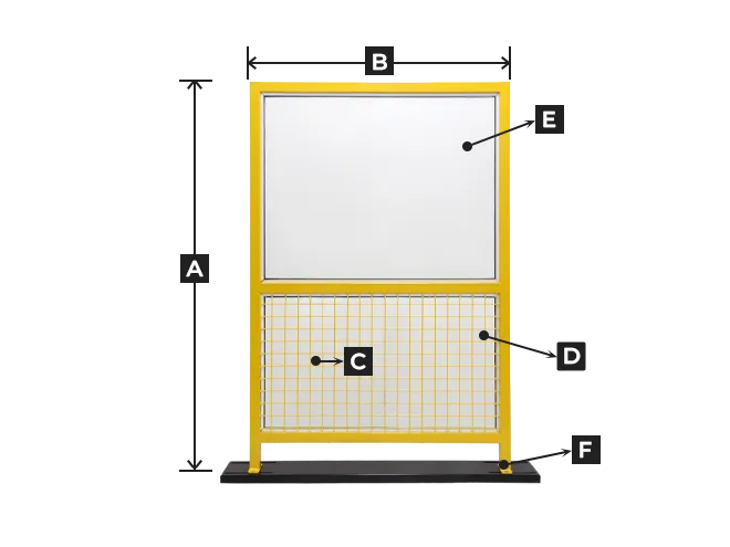 A structure drawing of workshop safety fence acrylic and welded type.