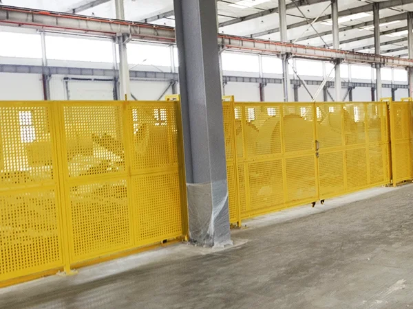 The workshop safety fences are installed in the workshop and separating the equipment.