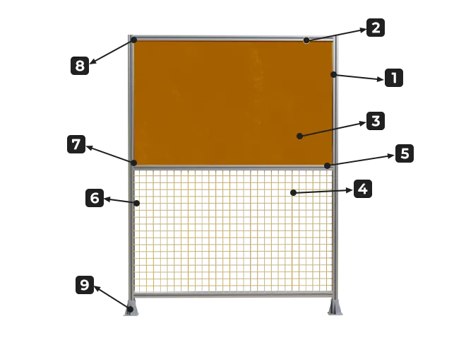 An overview image of workshop safety fence arc light panel aluminum alloy.