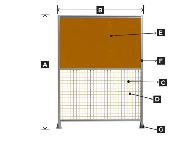A structure drawing of workshop safety fence Arc light panel aluminum alloy.