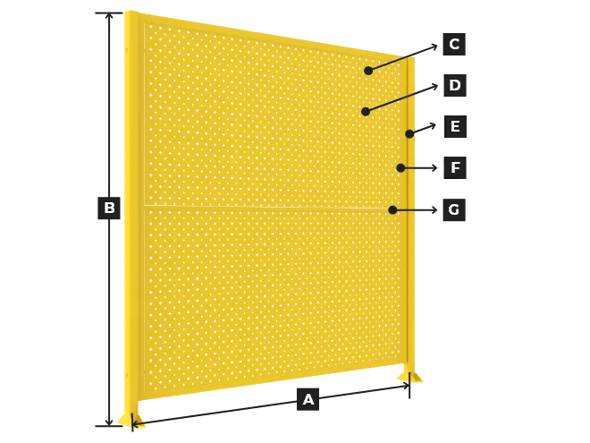 An all perforated type workshop safety fence drawing.