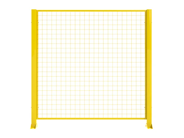 A yellow all welded workshop safety fence.