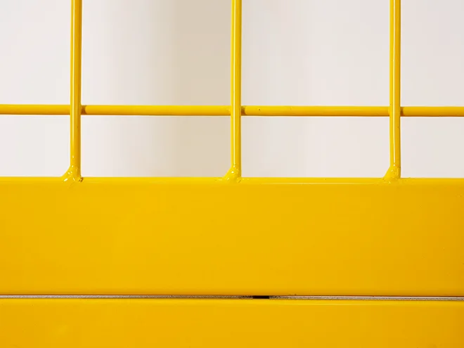 The detailed frame structure of welded & perforated workshop safety fence.