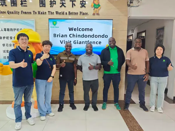 Giant Fence representatives and Zimbabwe client pose for a photo.